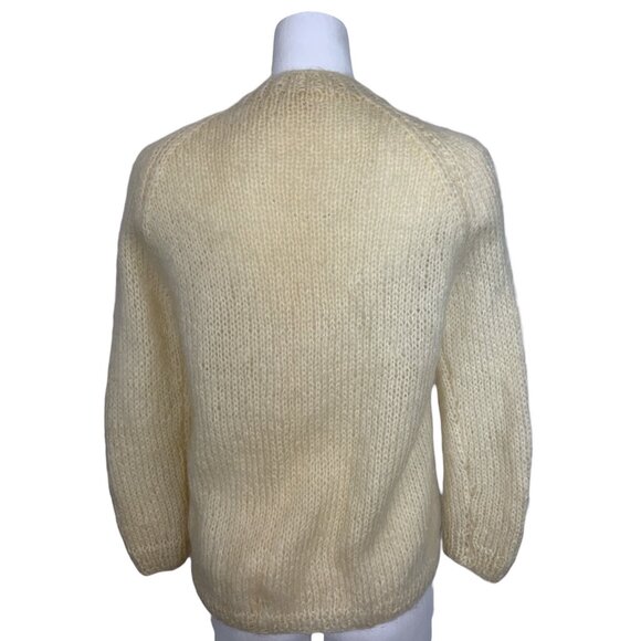 Vintage Wool Mohair Cardigan Sweater S Cream Floral Italy - Picture 2 of 14